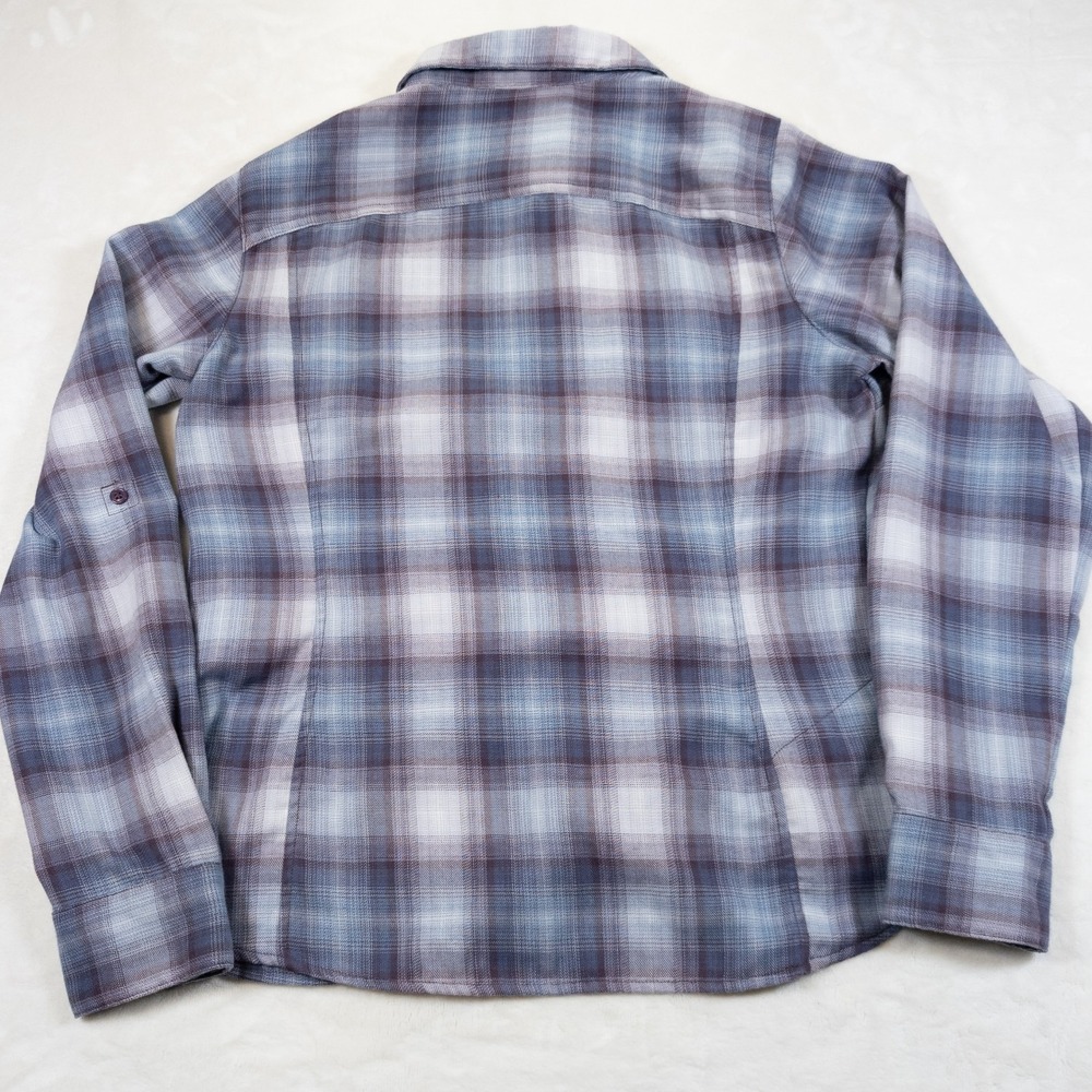 Columbia Omni Shade Plaid Shirt Womens L Purple Soft Lightweight Button Up - Picture 10 of 11